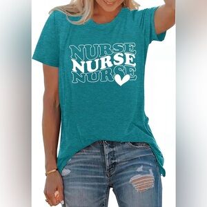 Teal Graphic Nurse Tee for Women